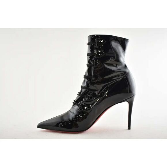 Christian Louboutin Frenchissima 2020 85 Patent Black Short Ankle Heel Boot 37 - Picture 8 of 11